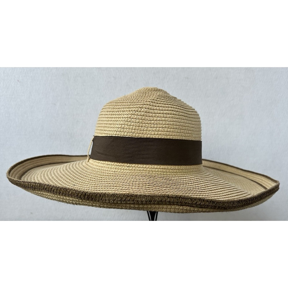 The Hatter Co. Floppy Hat Wide Brim Beach Sun Brown Natural Summer O/S